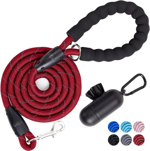 Gorilla Grip Heavy Duty Dog Leash, Soft Handle, Strong Reflective Rope for Night Pet Walking, Small Medium Large Animals, Durable Puppy Training L...