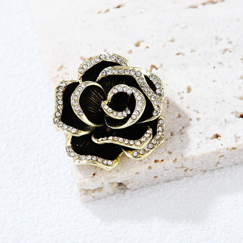 Black Camellia Brooch, Jewelry Gift for Women, Girls, Ladies, Exquisite Packaging...