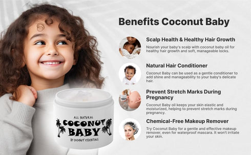 Coconut Essentials Coconut Baby Oil - Natural & Organic Moisturizer, Hair Oil for Cradle Cap Treatment, Newborn Sensitive Skin, Eczema & Psoriasis...