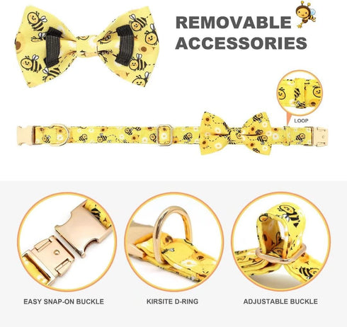 Beirui Soft & Comfy Dog Bow Tie Collar with Multicolor Patterns - Cute Boy Girl Dog Collars with Metal Buckle - Detachable Bowtie Dog Collar Gifts...