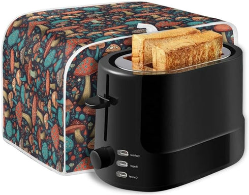 Toaster Cover 4 Slice Forest Mushroom Wide Slot Toaster Covers Wide Slot Toaster Appliance Cover Machine Washable with Hang Loop (16x16")2PCS...