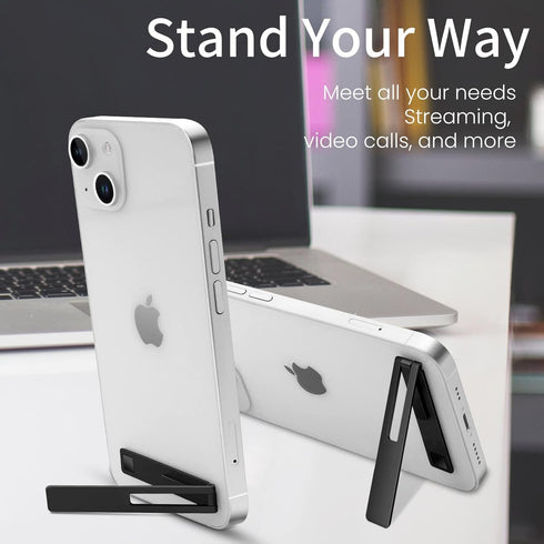 Mini Phone Kickstand, Folding Invisible Portable Metal Cell Phone Stand Holder for Desk, Compatible with iPhone, Samsung and All Cellphones, Black...