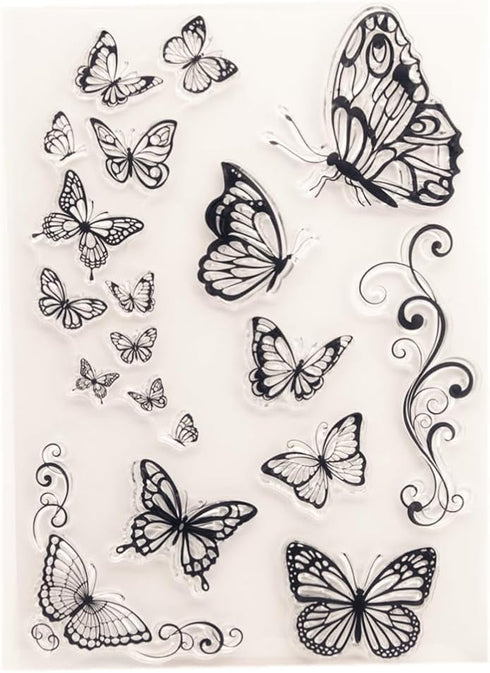 Butterflies Clear Stamps for Card Making Transparent Silicone Stamp DIY Scrapbooking Supplies Embossing Paper Card Album...