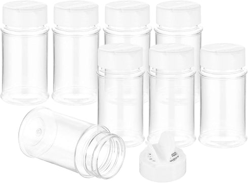 PATIKIL 1oz Plastic Spice Jars with Shaker Lids, 8 Pcs Refillable Empty Seasoning Containers Bottle with White Cap for Storing Spice Salt Herbs Se...