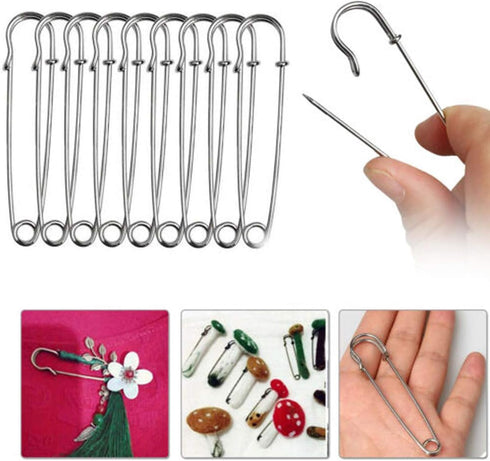 Baitaihem 50 Pcs Large Steel Safety Pins 3 inch Heavy Duty Safety Pins for Blankets, Skirts, Kilts, Crafts...