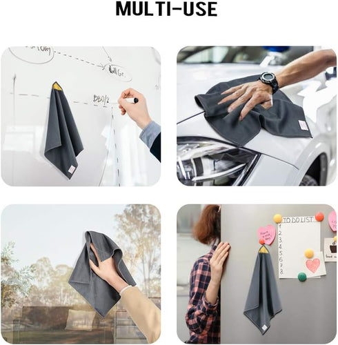 loukin Magnetic Whiteboard Cleaning Cloth, Dry Erase Cleaning Cloth for Classroom, Home and Office Use, Reusable and Washable, Gray, 12" x 12" - O...