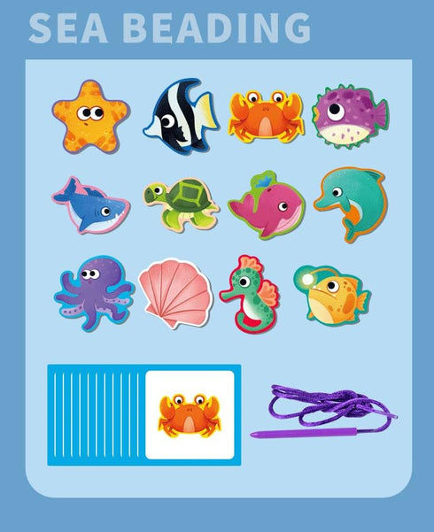 JAQI Montessori Educational Wooden Threading Stringing Toys Dinosaurs Traffic Space Insects Animals Fruits Lacing Beads Preschool Learning Toys fo...