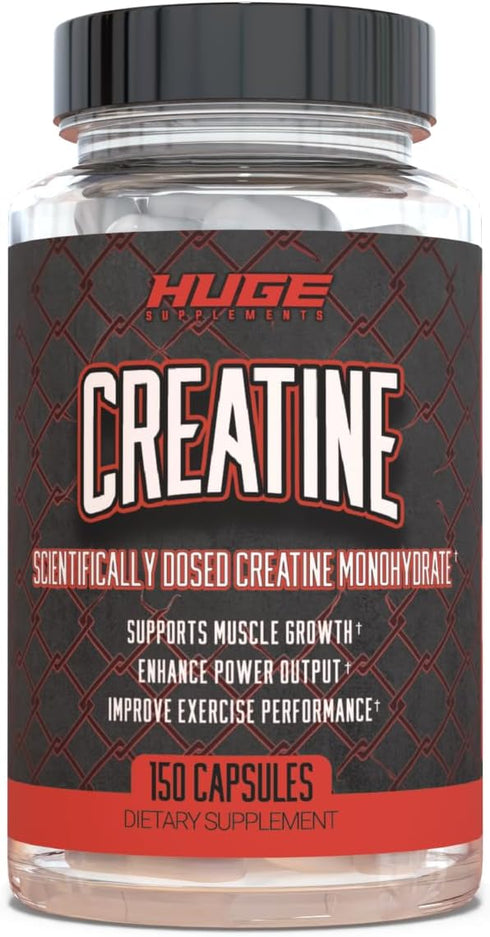 Huge Supplements Creatine Monohydrate Pills, 5g Per Serving, Clinically Dosed to Support Lean Muscle Growth, Recovery & Performance, Convenient Ca...