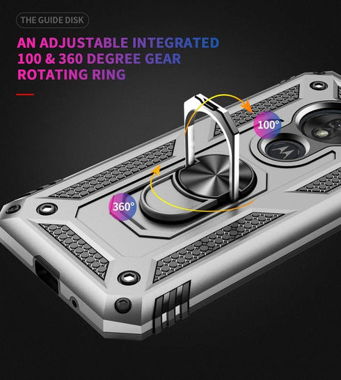 Military Grade Drop Impact for Motorola Moto G7 Play Case 360 Metal Rotating Ring Kickstand Holder Magnetic Car Mount Armor Shockproof for Moto G7...
