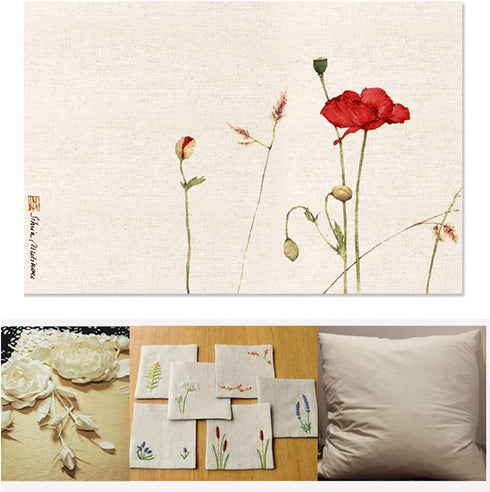 MWELLEWM 7 Pcs/Set Linen Cloth Needlework Fabric Solid Colour Cloth Garments Crafts Accessories Square Embroidery Cloth (50 * 50CM)…...