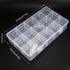 2 Pack 15 Grids Clear Plastic Organizer Box with Adjustable Dividers, Craft Storage Containers for Jewelry, Beads, Screws, Tackle Box, Washi Tapes...