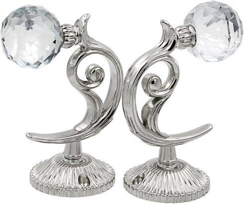 BTSKY® Pair of Phoenix Glass Crystal Curtain Holdbacks Drapery Tiebacks Tassel Holder (Silver)...