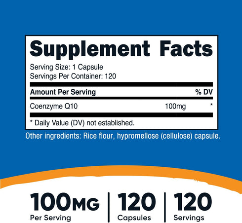 Nutricost CoQ10 100mg, 120 Vegetarian Capsules, 120 Servings - High Absorption, Vegetarian, Non-GMO, Coenzyme Q10...