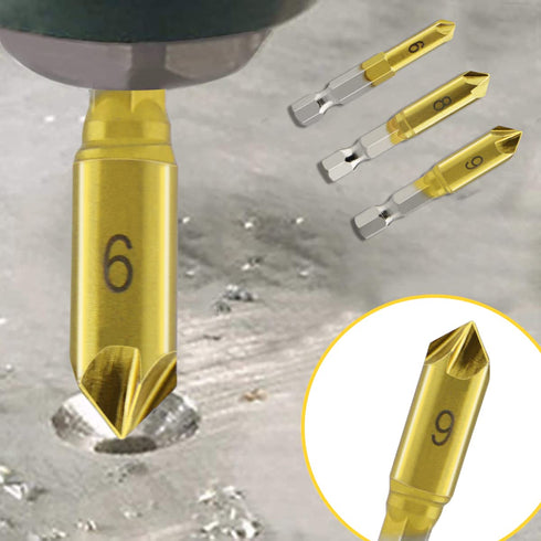 Countersink Drill Bit Set 3 Pcs 5 Flute Counter Sinker Drill Bits Tools HSS 1/4" Hex Shank for Wood Metal Quick Change 6mm 8mm 9mm(Small)...