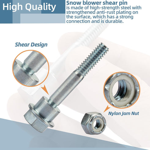 Snow Blower Shear Pins Bolts & Nuts Kit Replacement for Husqvarna 580790401 588077501 Snow Blower Parts (Pack of 6)...
