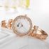 CdyBox Women Crystal Watch with 3 Bracelets Set Quartz Wrist Watches Bangle Jewelry 4pcs/Set for Ladies (Rose gold white)...