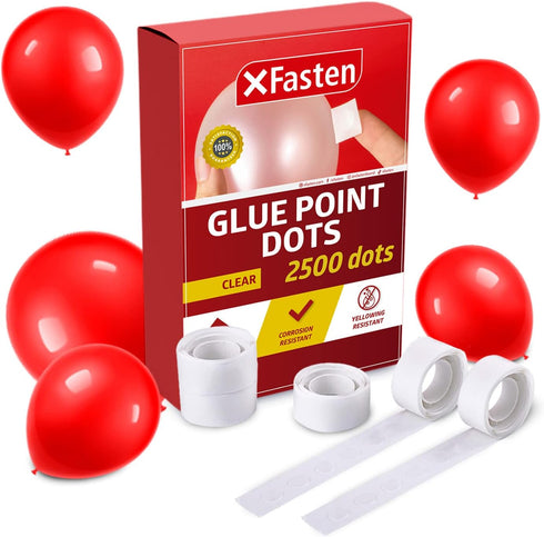 XFasten Balloon Glue Point Dots Clear, Removable, 2500 Pcs (25 Rolls), Balloons Arch Tape Adhesive | Craft Tape Dots for Party Balloons, Birthday,...