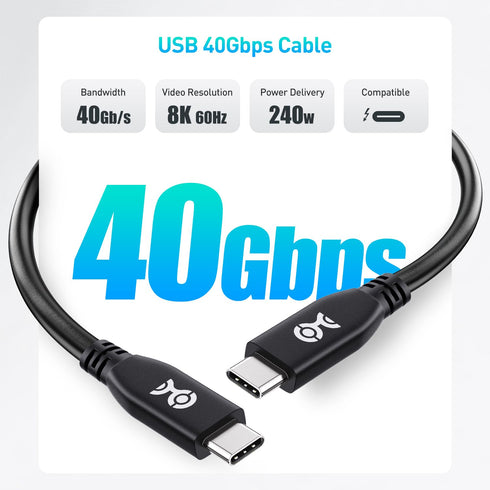 Cable Matters 40Gbps USB 4 Cable 2.6 ft, 8K Video, 240W Charging, USB4 Cable/USB C Display Cable PD 3.1, Compatible with Thunderbolt 4, iPhone 15 ...