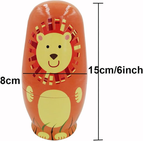 Matryoshka Doll Handmade Wooden Dolls Cartoon Animals Pattern Toy Gift...