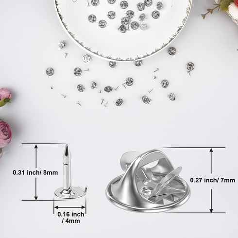 50 Pairs Metal Pin and Pin Backings, 8mm Length 4mm Width Blank Pins for DIY Enamel Pins Jewelry Gift Craft Making...
