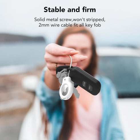 Compatible with Apple AirTag Secure Holder with Wire Cable, 2 Pack Air Tag Lock Case Keychain Key Ring Key Chain Luggage tag for Keys, Luggage & M...