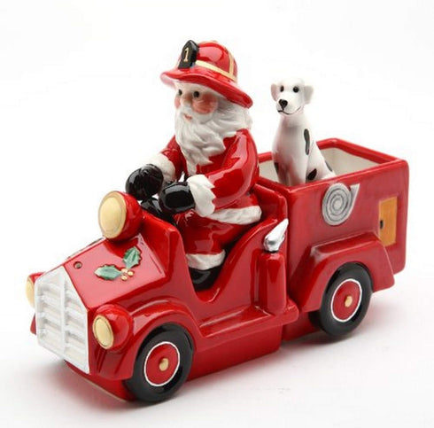 Cosmos Santa on Firetruck Salt and Pepper Set, 5.6-Inch Long...