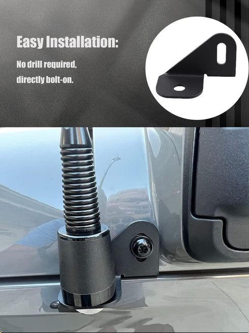 JL Antenna Mount Driver Side CB Antenna Mount, DarSeity Steel Radio Holder Mounting Bracket for Jeep Wrangler JL JLU / Jeep Gladiator JT 2018-2023...