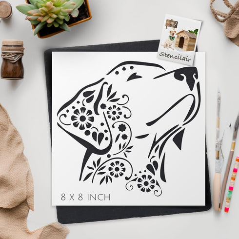 Flower Dog Logo Stencil – Reusable, Sturdy, Flexible Clear Plastic, Arts and Crafts, Scrapbooking, Airbrush Painting, Drawing DIY Arts and Crafts ...