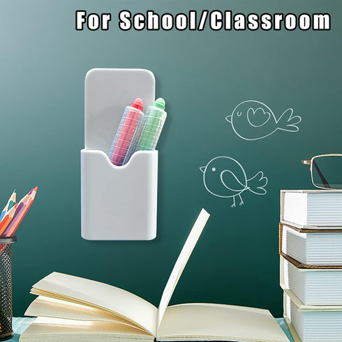2 Pcs Magnetic Marker Holder Wall Mount Marker Caddy Pencil Holder for Dry Erase Whiteboard Fridge, Self Adhesive Marker Pen Holder for Home Offic...