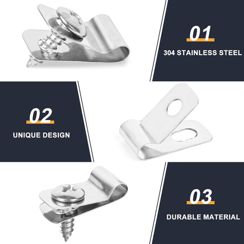 220 Pcs Fence Wire Clamps Stainless Steel Fencing Mounting Clips with 220 Pcs Stainless Steel Screws for 12-16 Gauge Welded Wire to Wood, Metal or...