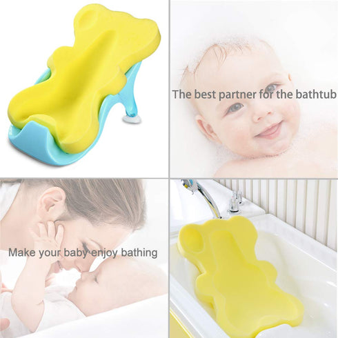 HALLO Soft Infant Bath Sponge Skid Proof Baby Bath Mat Newborn Odor Free (Yellow)...