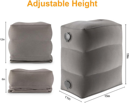 Inflatable Travel Foot Rest Pillow, Kids Airplane Bed, Adjustable Height Leg Pillow for Air Travel, Make a Flat Bed for Kids and Toddlers, Great f...