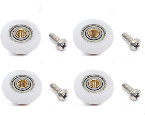 4 Sets Shower Door Rollers Runners Wheels Replacement Part Bathroom Glass Shower Sliding Door - 19mm x 5mm...