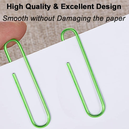Paper Clips, 100PCS 2" Large Paper Clips(50MM), Bright Vinyl Coated Paper Clips, Sturdy and Rust-resistant, Green Jumbo Paper Clips Great for Scho...