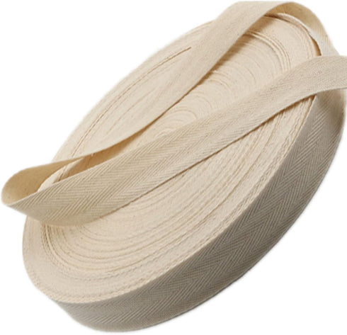 1 Inch Cotton Twill Tape Ribbon 55 Yard, Soft Natural Webbing Tape Roll Herringbone Bias Tape for Sewing DIY Crafts Home Decor, Beige...