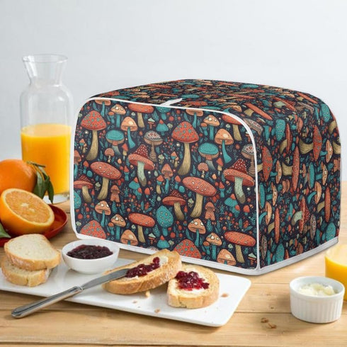 Toaster Cover 4 Slice Forest Mushroom Wide Slot Toaster Covers Wide Slot Toaster Appliance Cover Machine Washable with Hang Loop (16x16")2PCS...
