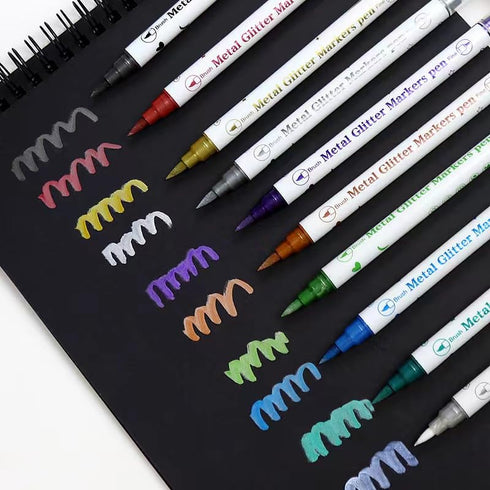 Temporary Tattoo Markers for Skin, 10 Body Markers Make Bold and Fine Lines, Cosmetic Quality + 40 Large Tattoo Stencils for Kids and Adults, Dual...