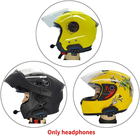 Helmet Bluetooth Headset, BT-12 Motorcycle Helmet Intercom, Helmet Communication System Supports Handsfree, Stereo Music...