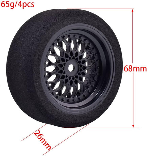4Pcs 1/10 On-Road Foam Tires& 9003 Wheel Rims 12mm Hex for HSP HPI RC Racing Car Toy, Gold...