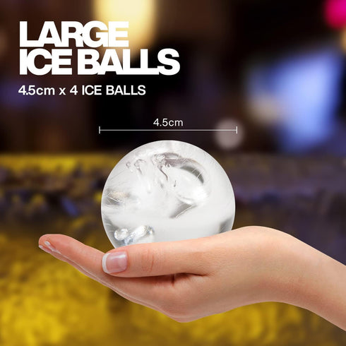 Housewares Solutions Froz Ice Ball Maker – Novelty Food-Grade Silicone Ice Mold Tray With 4 X 4.5cm Ball Capacity...