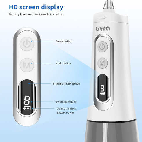 Water Dental Flosser Portable Teeth Cleaner 9 Modes Water Picks 300ml Large Tank Cordless Oral Irrigator Rechargeable Ipx7 Waterproofe High Pressu...