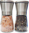 2 Packs Salt and Pepper Mills Brushed Stainless Steel Salt and Pepper Grinder Set(Pack of 2) with Adjustable Ceramic Coarseness Grinder and Glass ...