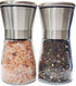 2 Packs Salt and Pepper Mills Brushed Stainless Steel Salt and Pepper Grinder Set(Pack of 2) with Adjustable Ceramic Coarseness Grinder and Glass ...