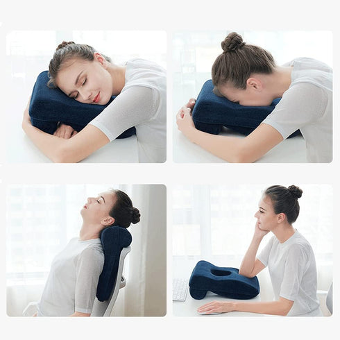BOLLAER Nap Sleeping Pillow Cushion for Office, Memory Foam Slow Rebound Face Down Desk Pillow Cushion Nap Sleeping Pillow, Removable Washable Vel...