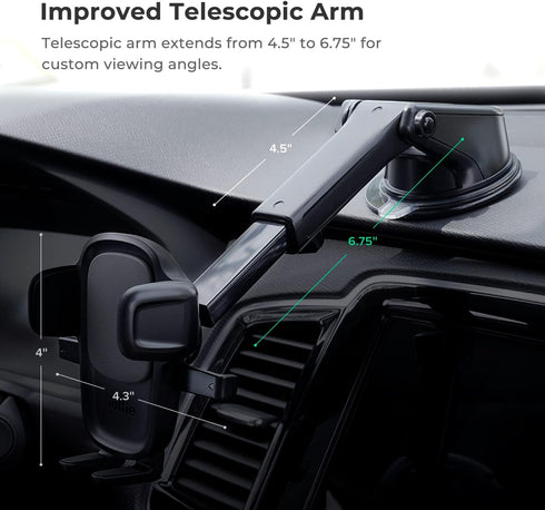 iOttie Easy One Touch Signature Dashboard & Windshield Universal Car Mount Phone Holder Desk Stand with Suction Cup Base and Telescopic Arm for iP...