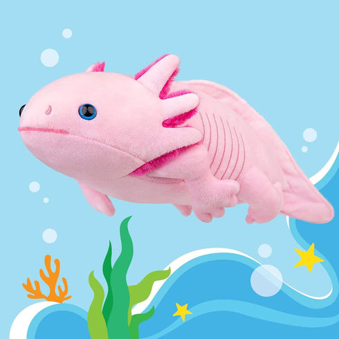 Lifelike Axolotl Plush Throw Pillow,Soft Pink Axolotl Stuffed Animal-18.8in,Cuddly Axolotl Plush Toy,Plush Pillow,Axolotl Gifts,Gifts for Kids,Kaw...