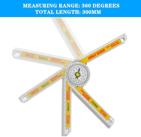 Miter Saw Protractor Angle Ruler, 360 Degree Measure Tool ,Angle Finder Gauge with High Accuracy Bubble Level for Carpenters and All Building Trad...