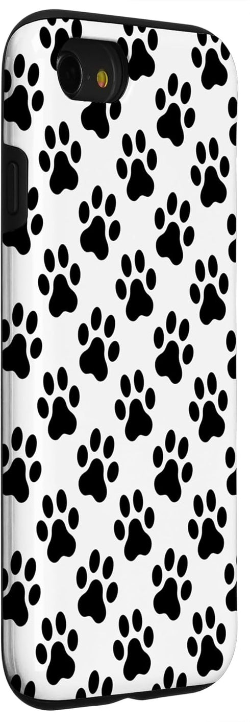 iPhone SE (2020) / 7 / 8 Dog Paw Print Phone Case Dog Lovers Gifts Black and White Case...