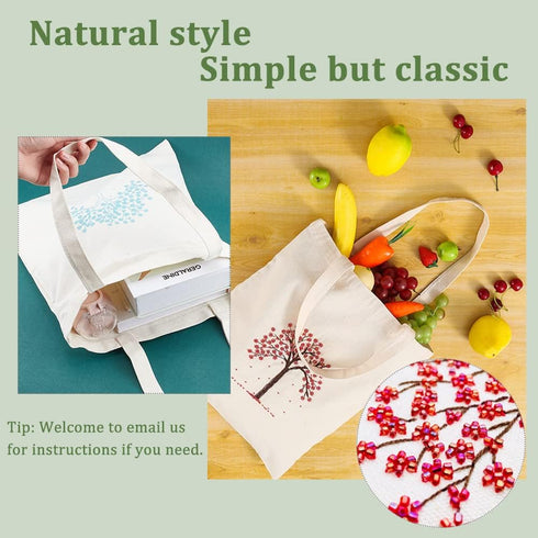 WADORN DIY Tote Canvas Bag Embroidery Kit with Tree Pattern, Tote Bag Needlepoint Starter Kit Personalized Canvas Bag Cross Stitch Kit with Instru...