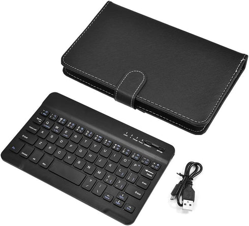 V BESTLIFE Portable Wireless Bluetooth Keyboard with Leather Case, Universal Keyboard with Portfolio Flip Case and Stand, Cover with for 4.5''-6.8...